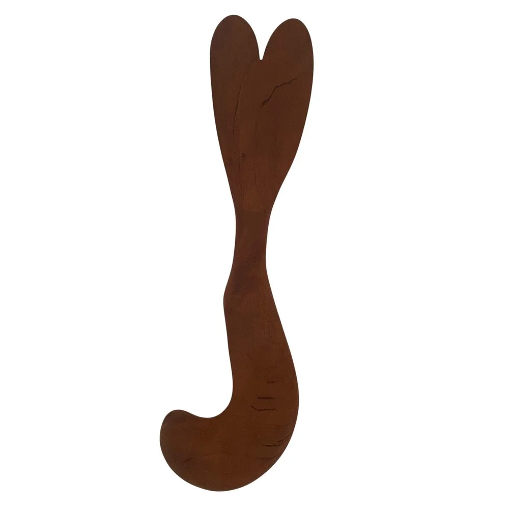 Handmade Curved Wood Heart Salad Server Utensil OvenRack Tool Primitive Brown